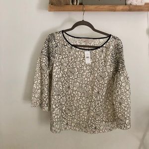 Loft XS lace 3/4 bell sleeve top